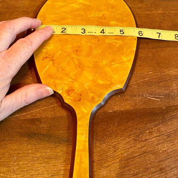💥Celluloid Amber Hand-held Mirror💥 VINTAGE - Picture 11 of 13